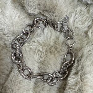 Stella & Dot Christina Chain Link Rhinestone Silver Tone Bracelet